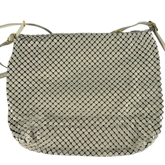 Vintage Whiting and Davis Mesh Evening Crossbody Cream Color Handbag Purse Bag - Picture 2 of 16